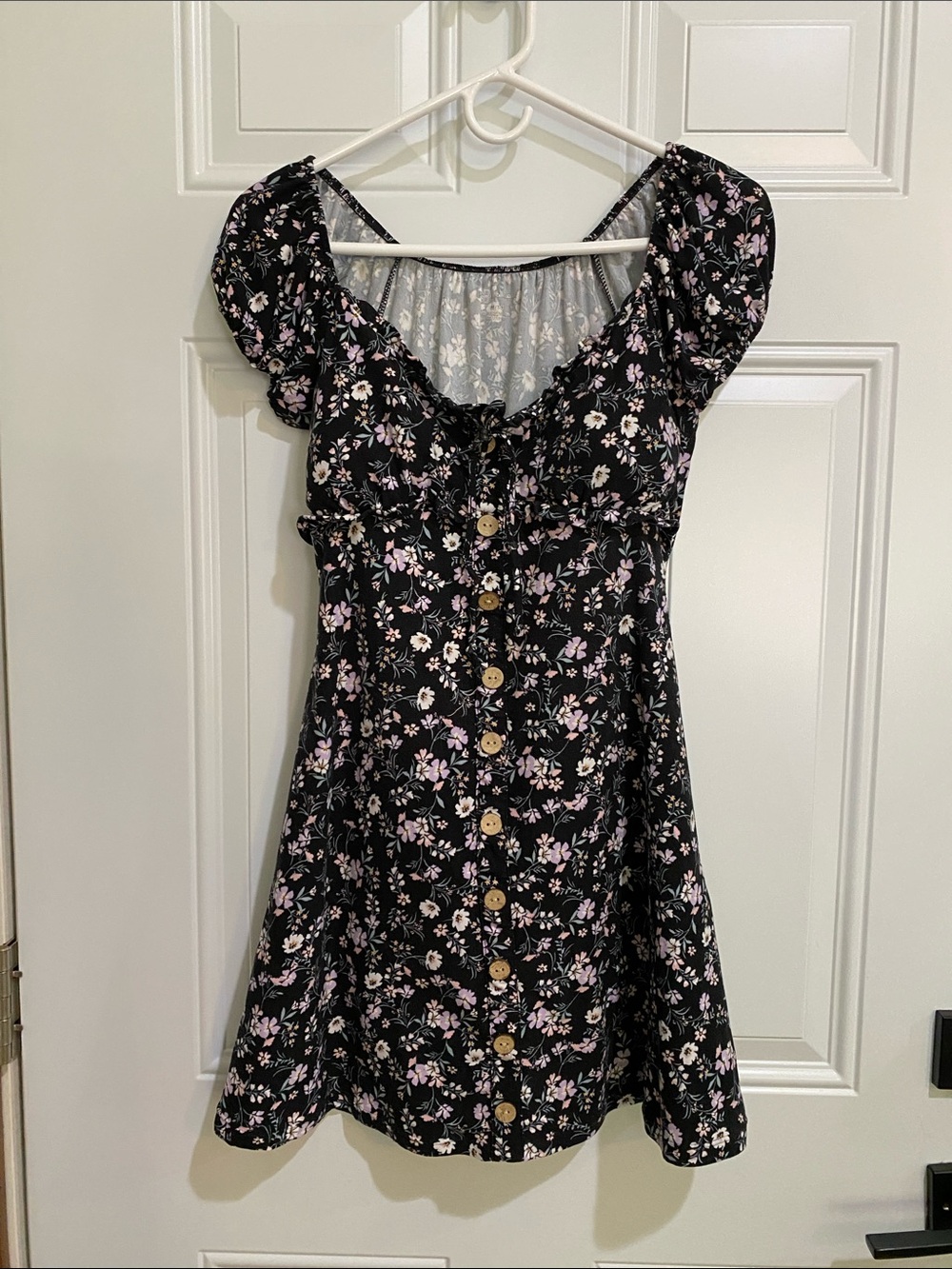 No Boundaries Black Floral Button-Front Midi Dress
